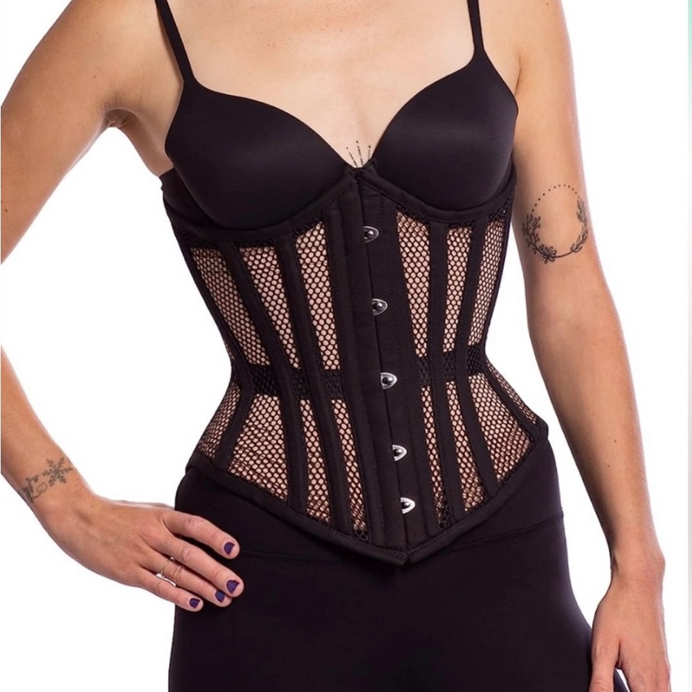Mesh Romantic Curve Longline Underbust Corset Black - Plus Size 36 NWOT